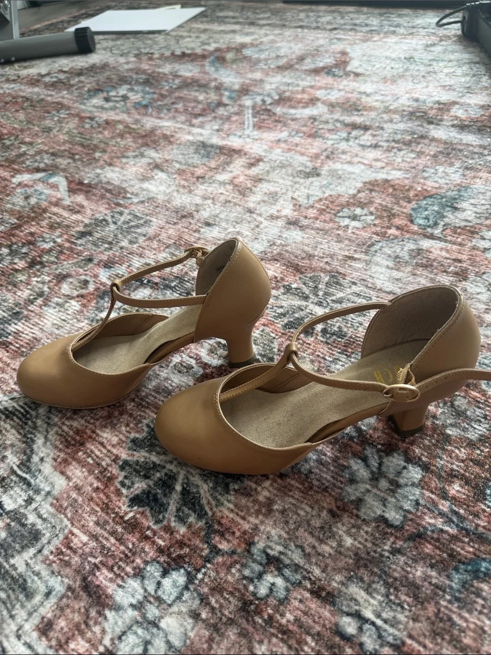 Bloch T-Strap Ankle Strap Heels in Tan